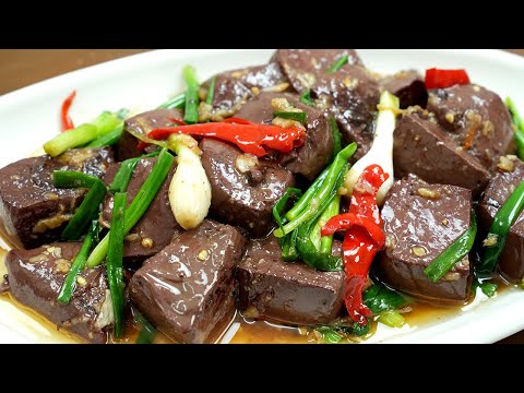 ผัดเลือดหมู เทคนิคเลือดไม่คาวไม่มีกลิ่นหืน Stir-Fried Pork Blood Jelly | นายต้มโจ๊ก