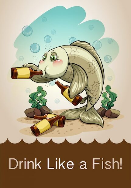 Free Vector | Drunk Fish Drinking Alcohol