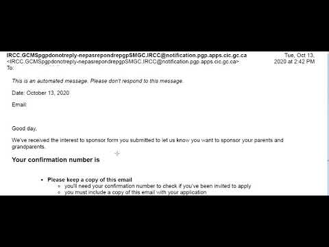 Acknowledgement Of Receipt Email After Eoi For Parent And Grandparent Pgp  2020 Sponsorship - Youtube