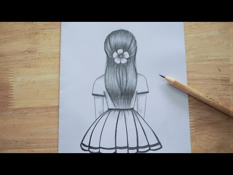 วาดรูปผู้หญิงในชุดกระโปรง ง่ายๆ / วาดรูป/แบบร่าง | How to draw a Girl/Drawing Easy